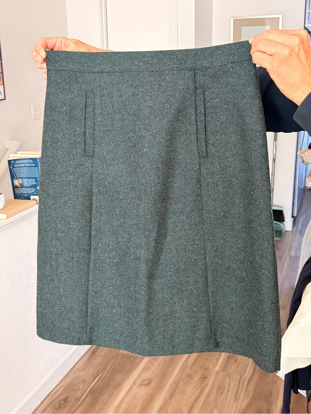 Modcloth Teal Herringbone Midi Skirt
